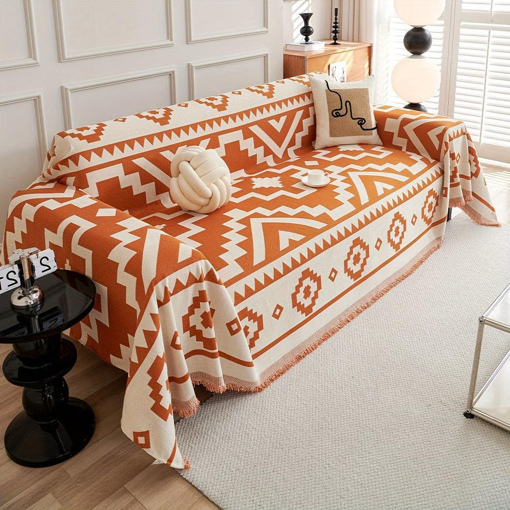 Boho-Chic All-Season Sofa Cover | Light Gray & Pet Proof Couch Cover