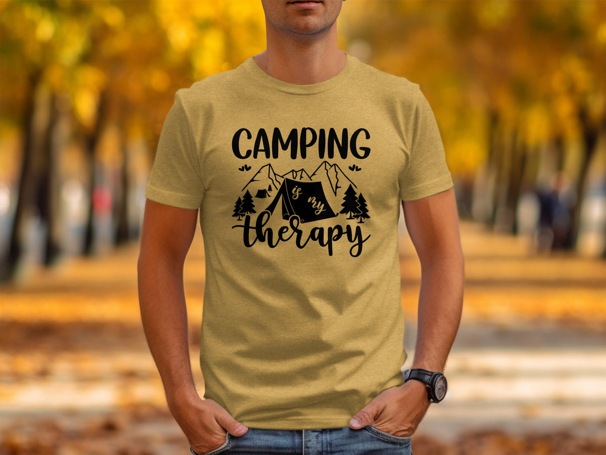 Camping Is My Therapy Mountain Design Graphic T-Shirt