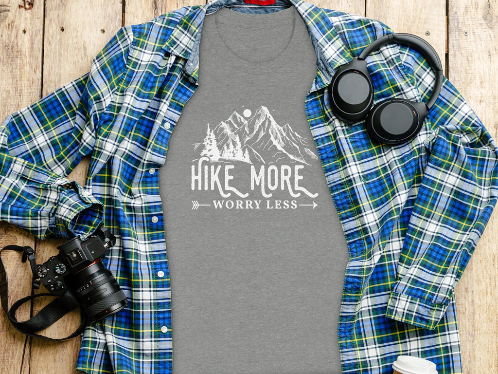Hike More Worry Less Mountains Graphic Image T-Shirt