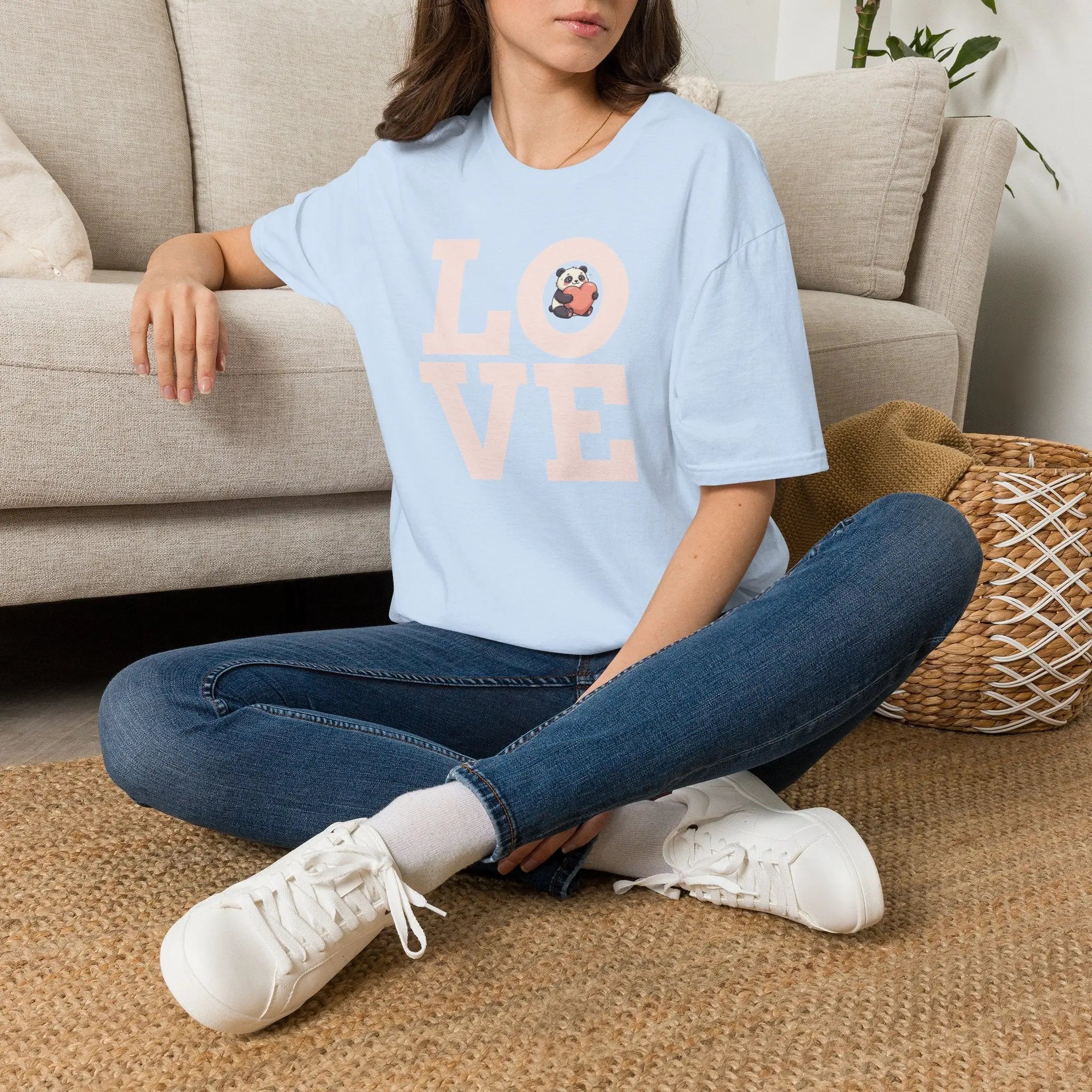 Love Panda T-Shirt — Cute Panda Holding Heart Graphic Tee