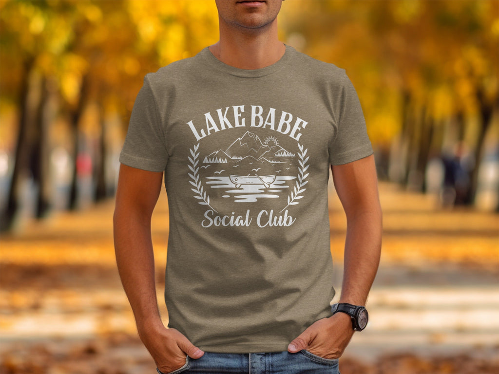Lake Babe Social Club Mountains and Boat Graphic T-Shirt