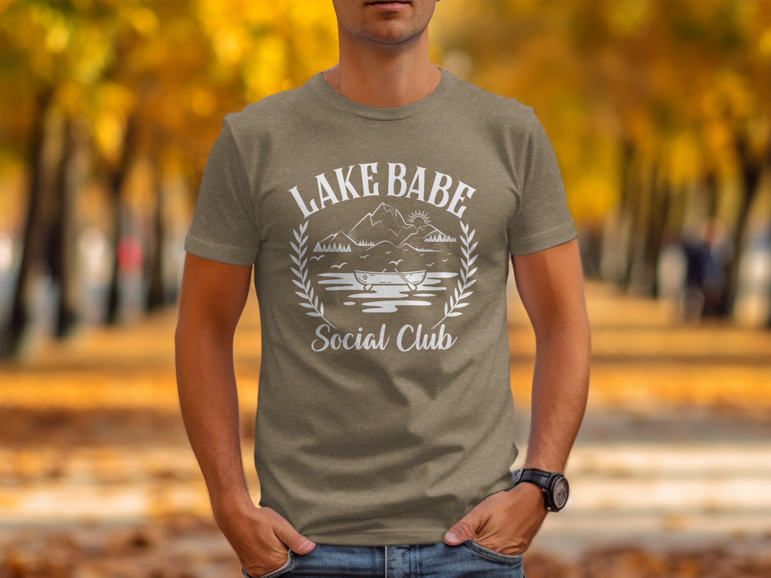Lake Babe Social Club Mountains and Boat Graphic T-Shirt