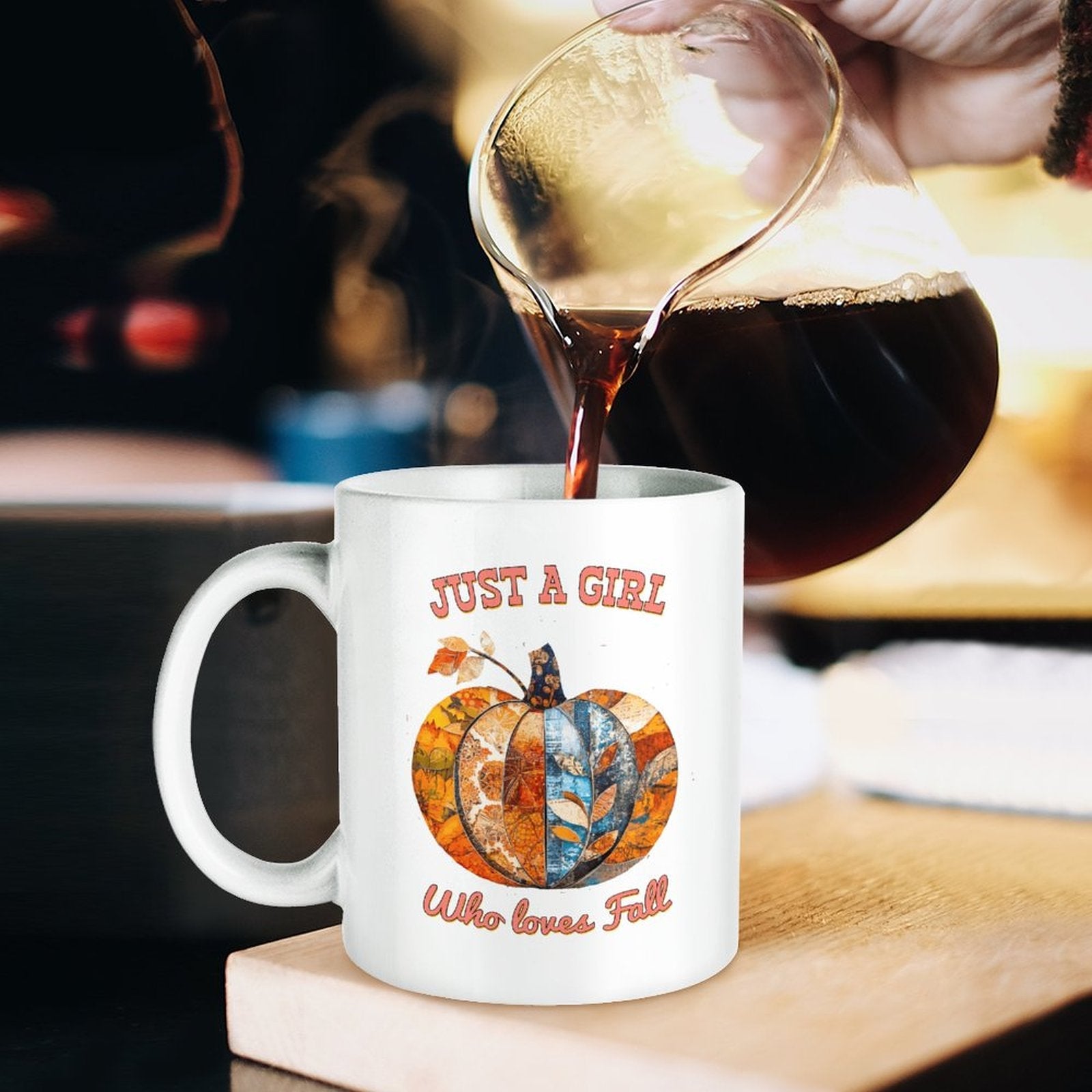 Just a Girl Who Loves Fall Pumpkins 14oz White Ceramic Mug with Handle