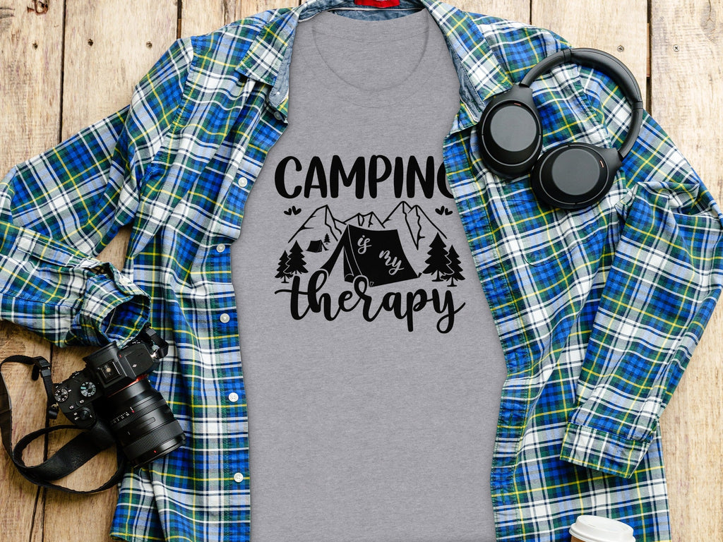 Camping Is My Therapy Mountain Design Graphic T-Shirt