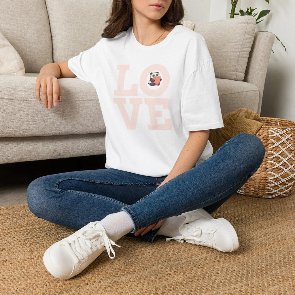 Love Panda T-Shirt — Cute Panda Holding Heart Graphic Tee