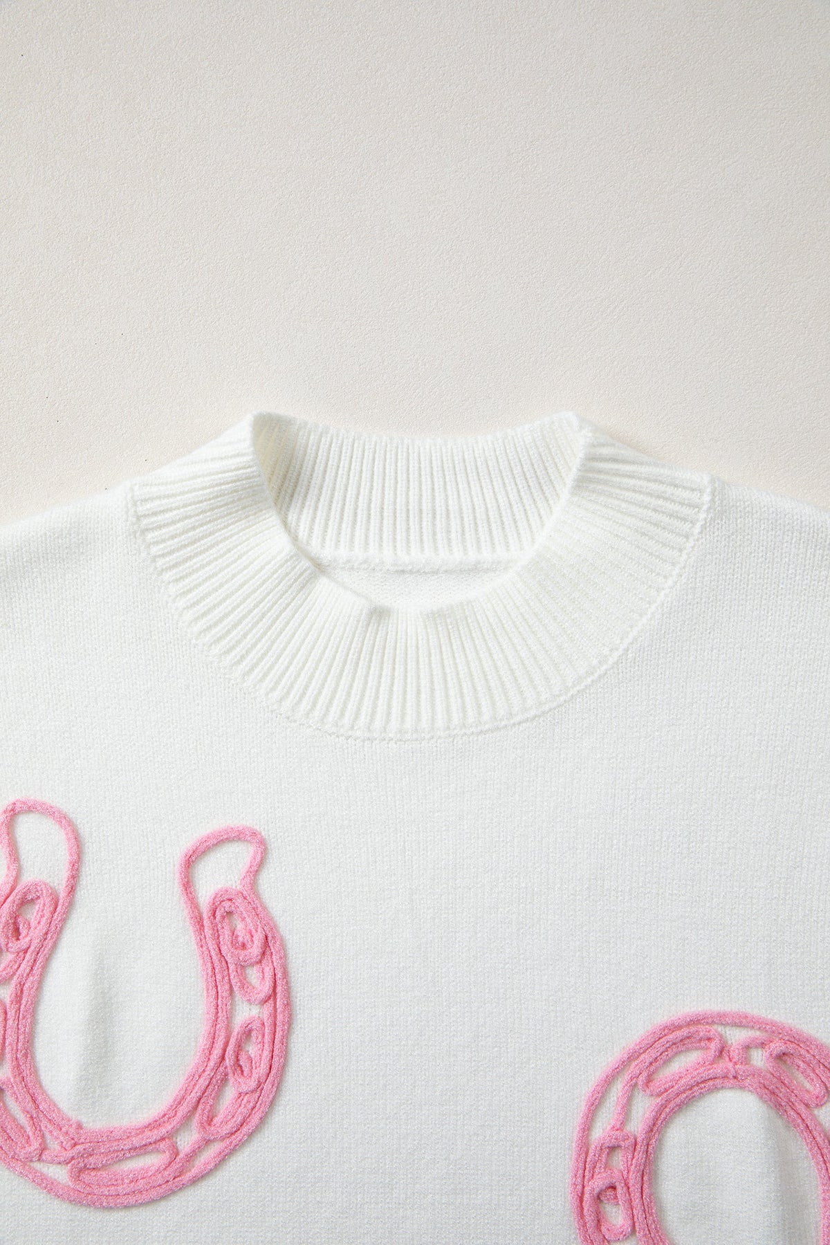 Western Horseshoe Mock Neck Short Sleeve Sweater