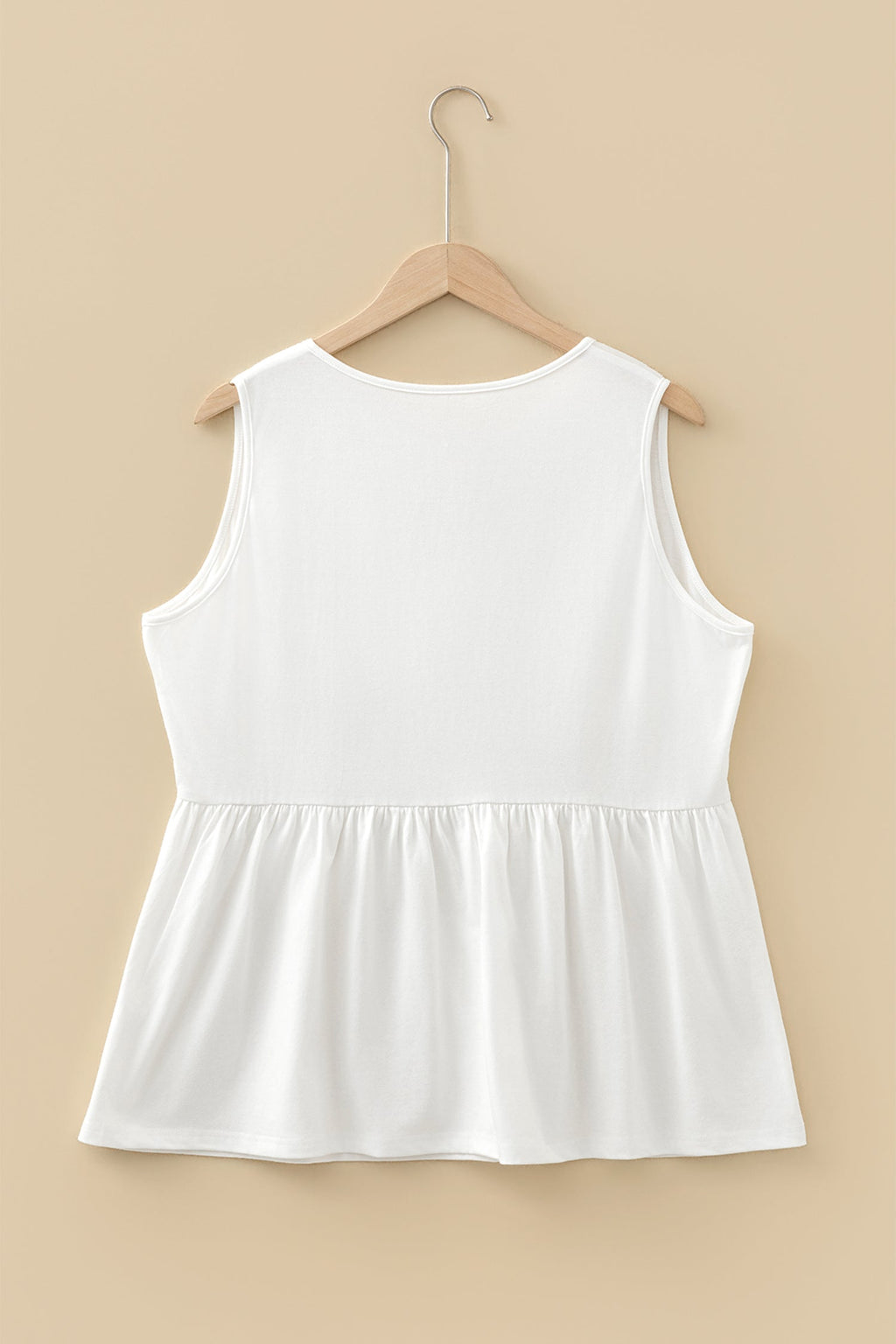 Plus Size Solid Bow-Tie Peplum Tank Top