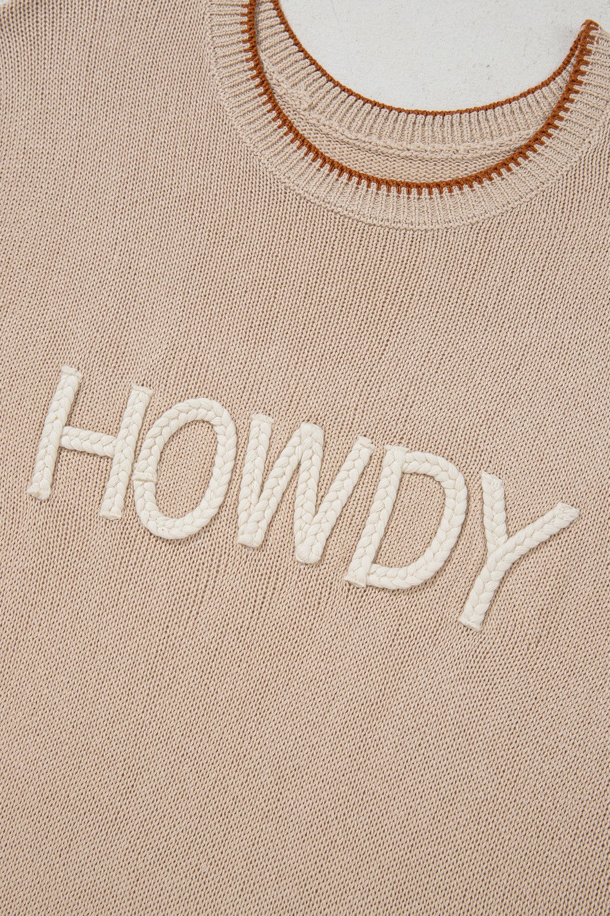 Western HOWDY Contrast Trim Sleeveless Sweater