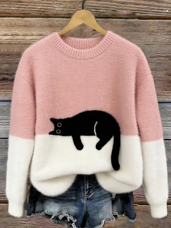 Womens Christmas Pullover Fleece Long-Sleeve Sweater