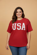 Plus Size USA Corded Knit Graphic T-Shirt