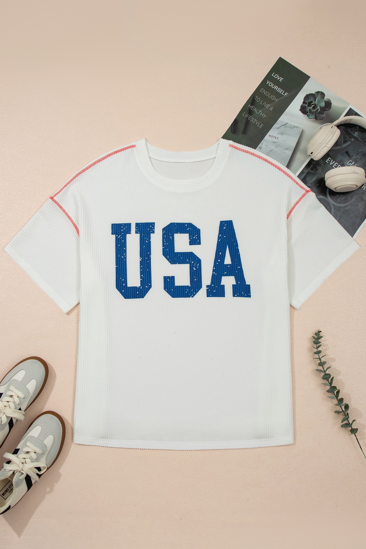 Plus Size USA Corded Knit Graphic T-Shirt