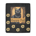 Happy Fall Black Cat with Sunflowers Ultra-Soft Micro Fleece Blanket 50" x 60"(Made in USA)