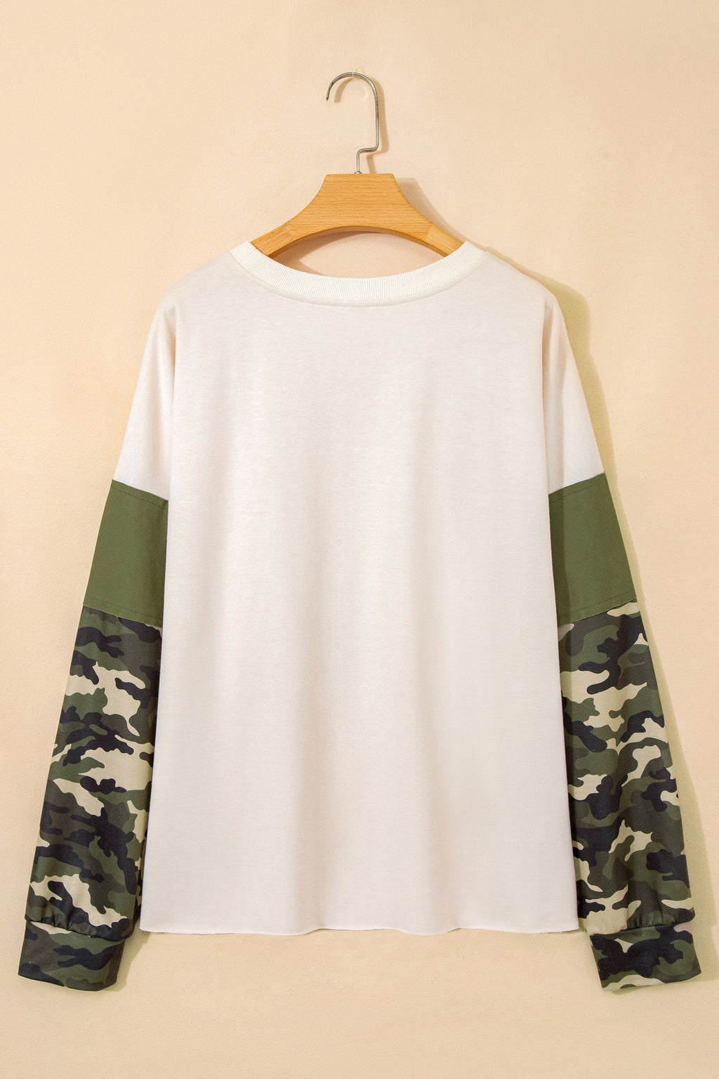 Plus Size Camo Patchwork Raw Hem Sweatshirt
