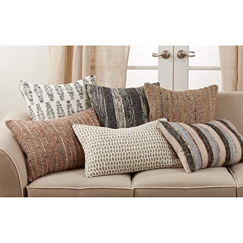 Fennco Styles Grey Diamond Design Pure Cotton Decorative Throw Pillow – Luxury Textured Cushion for Couch, Sofa, Bedroom, Office and Living Room Décor
