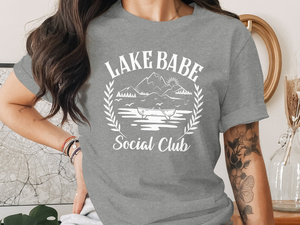 Lake Babe Social Club Mountains and Boat Graphic T-Shirt
