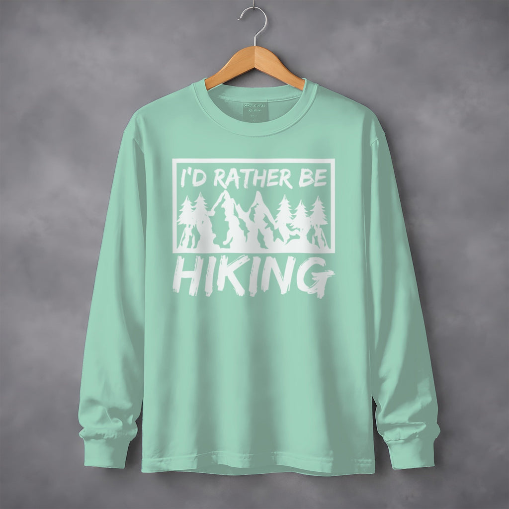 I'd Rather Be Hiking Mountain Graphic Long Sleeve T-Shirt