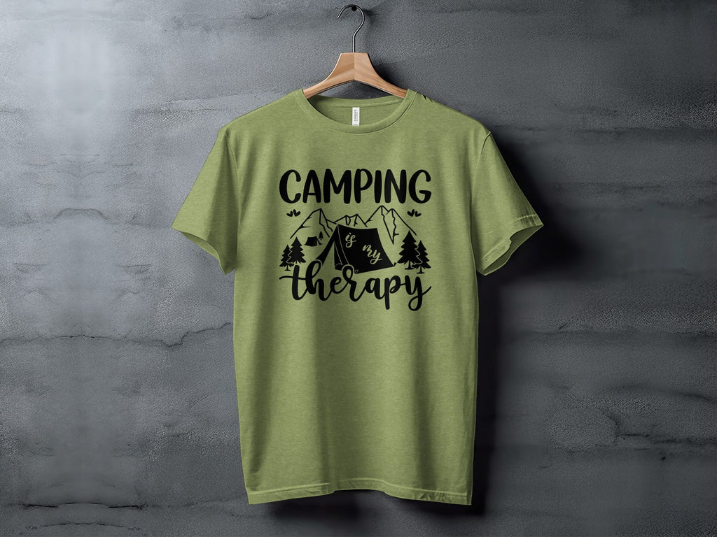 Camping Is My Therapy Mountain Design Graphic T-Shirt