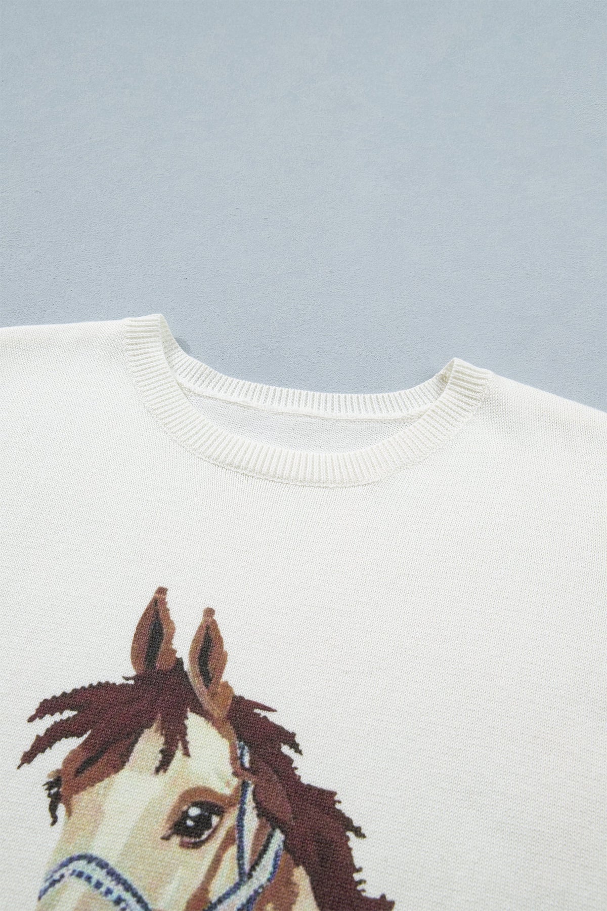 Western Horse Head Short Sleeve Sweater