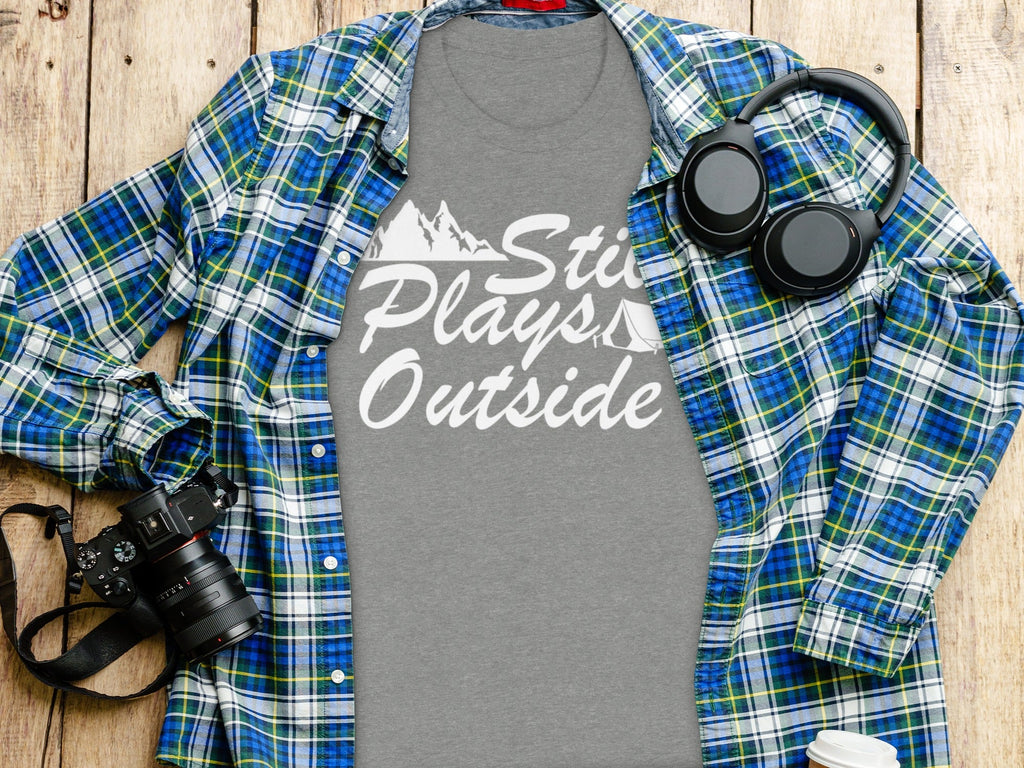 Still Plays Outside With Mountain Tent Graphic T-Shirt