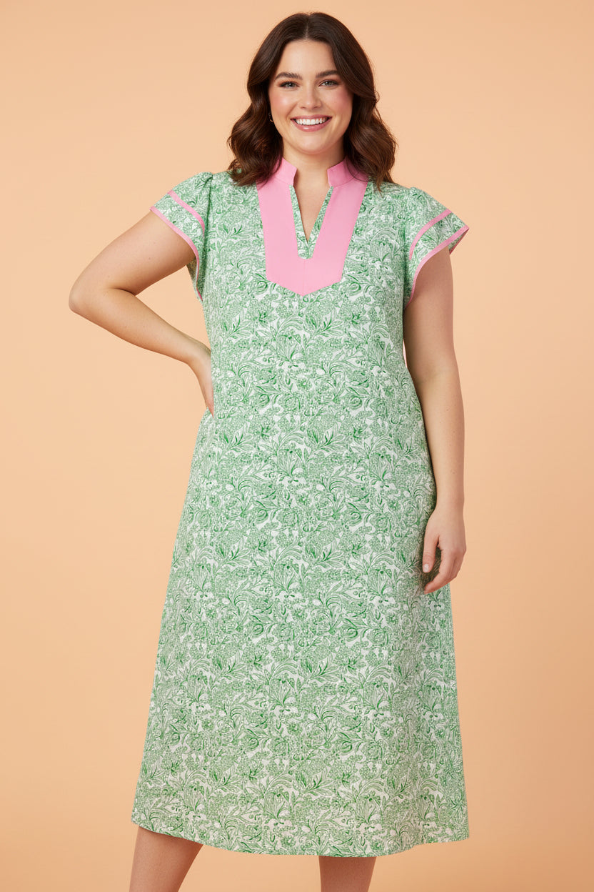 Plus Size Floral Flutter Sleeve Kaftan Maxi Dress