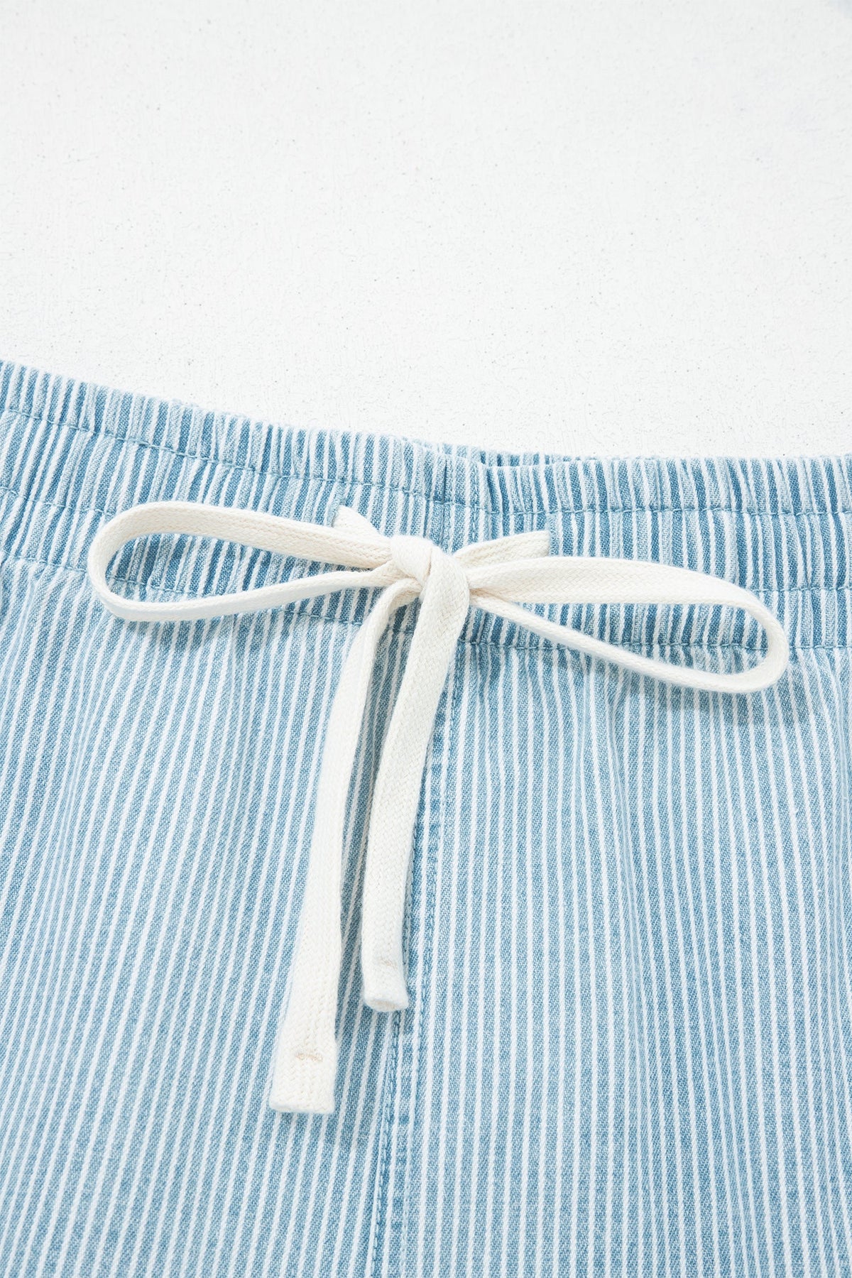 Plus Size Stripe Denim Contrast Drawstring Shorts