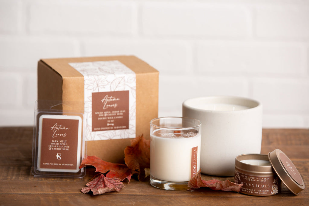 Autumn Leaves Cement Candle