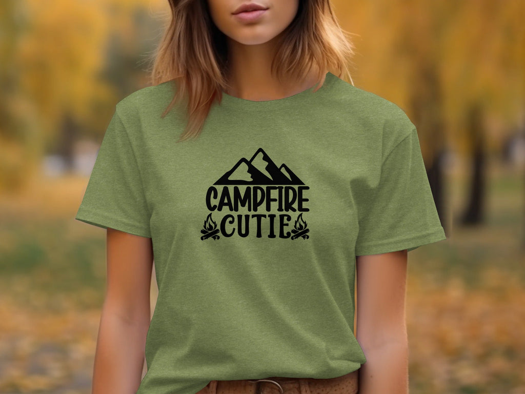 Campfire Cutie With Mountain Silhouette Graphic T-Shirt
