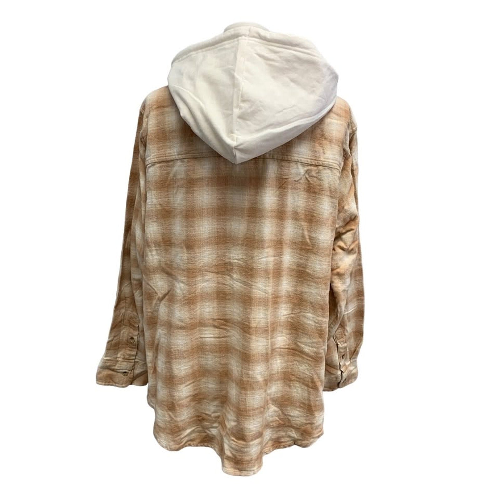 New Hand Printed Womens 3XL Blue Jay Bird Plaid Flannel Long Sleeve Hoodie