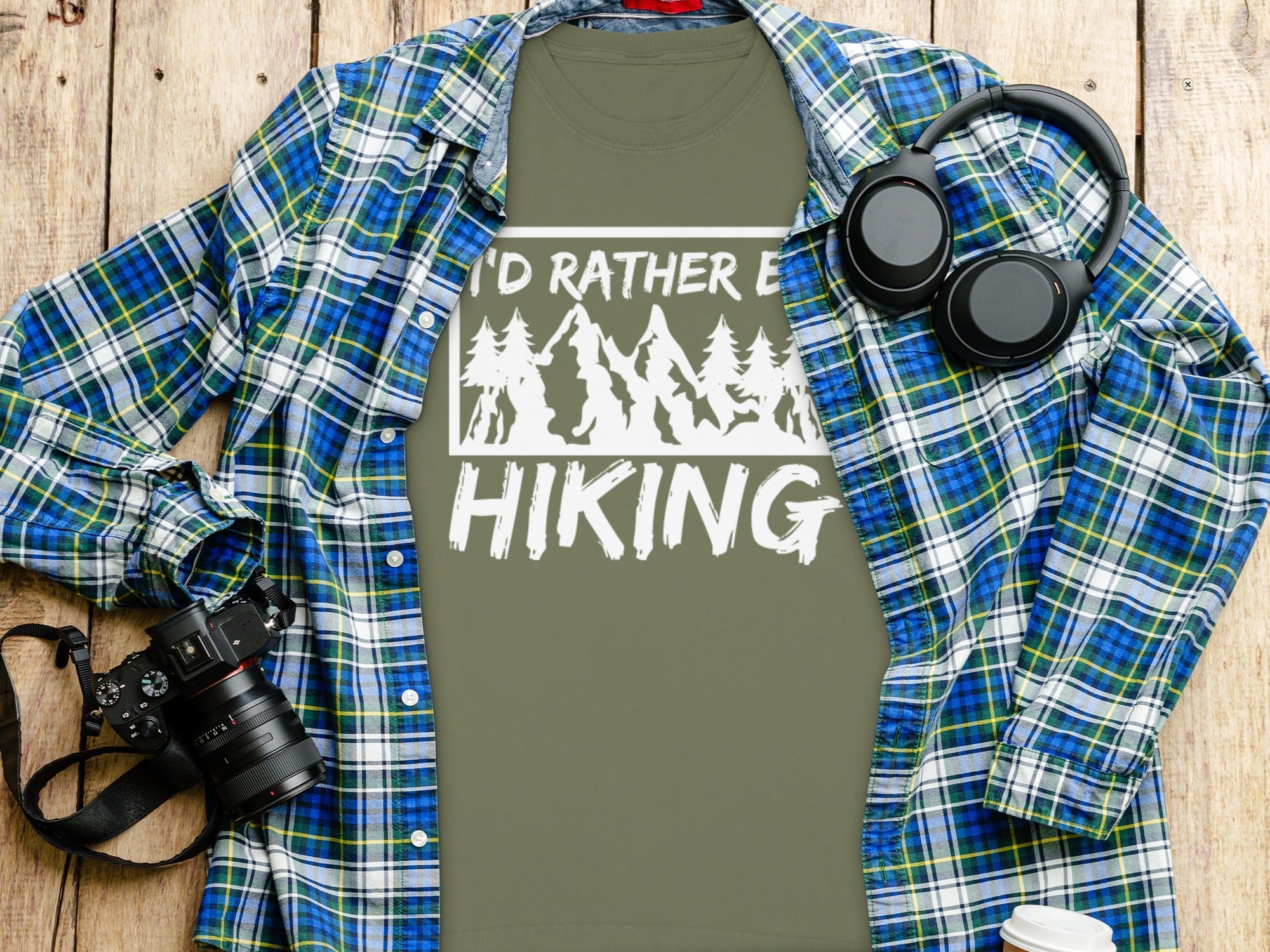 I'd Rather Be Hiking Mountain Graphic Long Sleeve T-Shirt