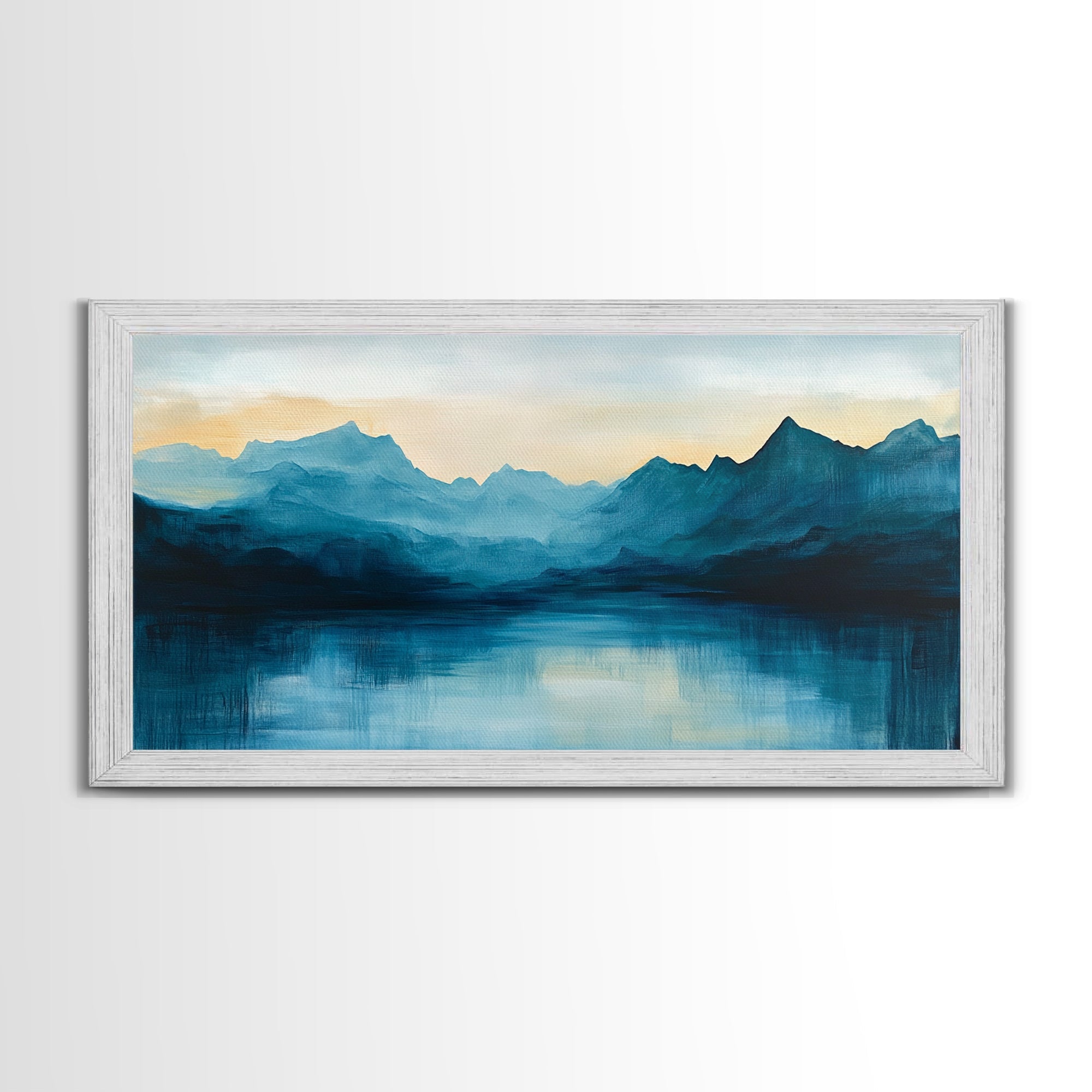 Moody Mountains, Blue Landscape, Panoramic Art, Canvas Print, Smoky Mountain Art, Extra Wide Art, Minimalist Art, Above Sofa Art