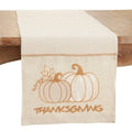 Fennco Styles Thanksgiving Pumpkins Woven Table Runner 16" W x 70" L - Natural Herringbone Table Cover for Banquets, Fall Festivals, Holidays, Special Events, Kitchen and Home Décor