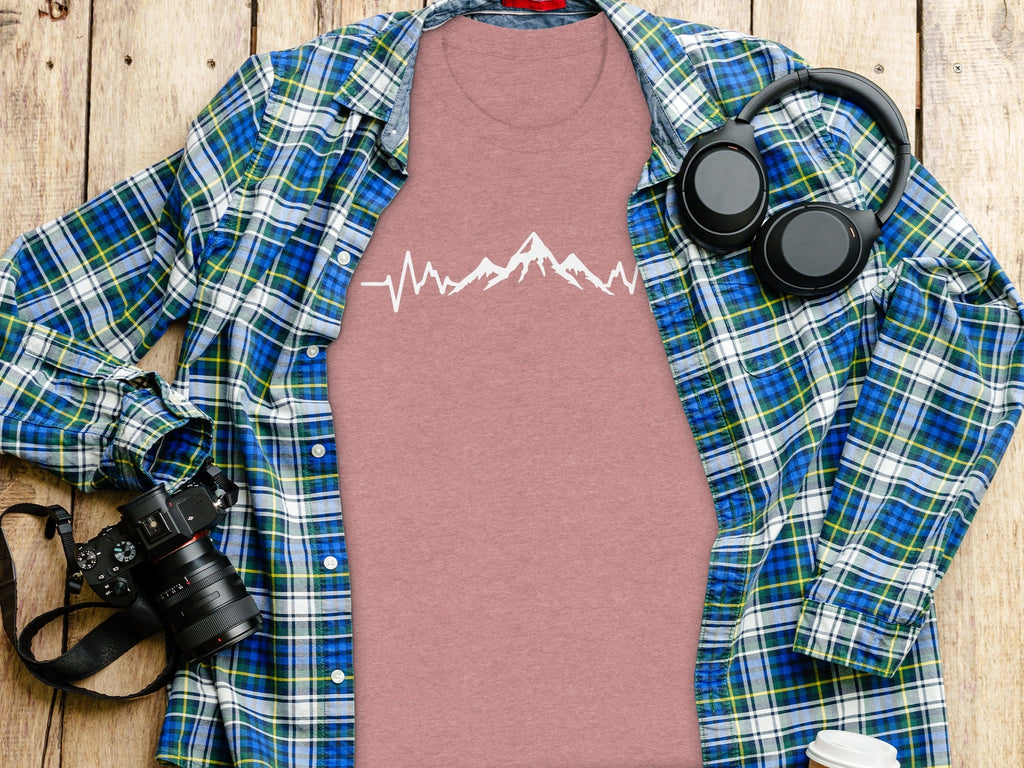 Mountain Heartbeat Line Illustration Graphic Design T-Shirt