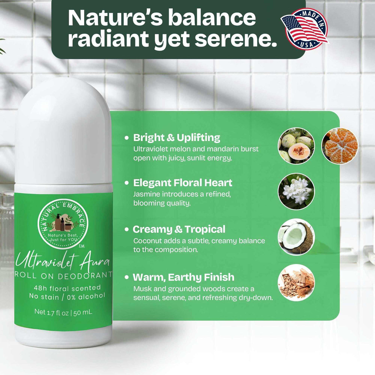 Natural Deodorant for Men and Women ULTRAVIOLET AURA - Freshness and Comfort