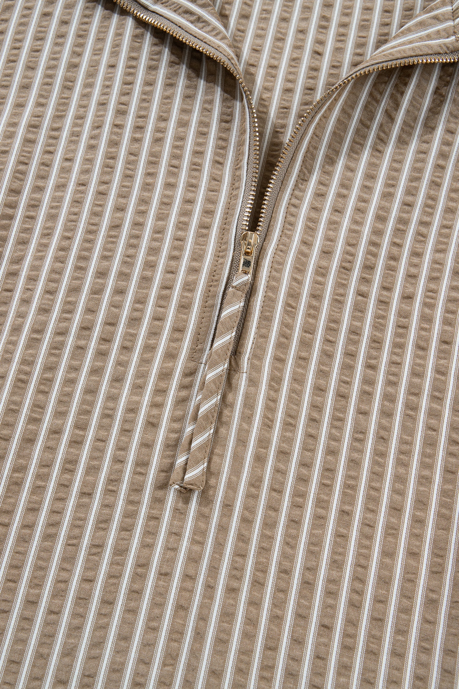 Plus Size Stripe Zip-Up Collared Mini Dress