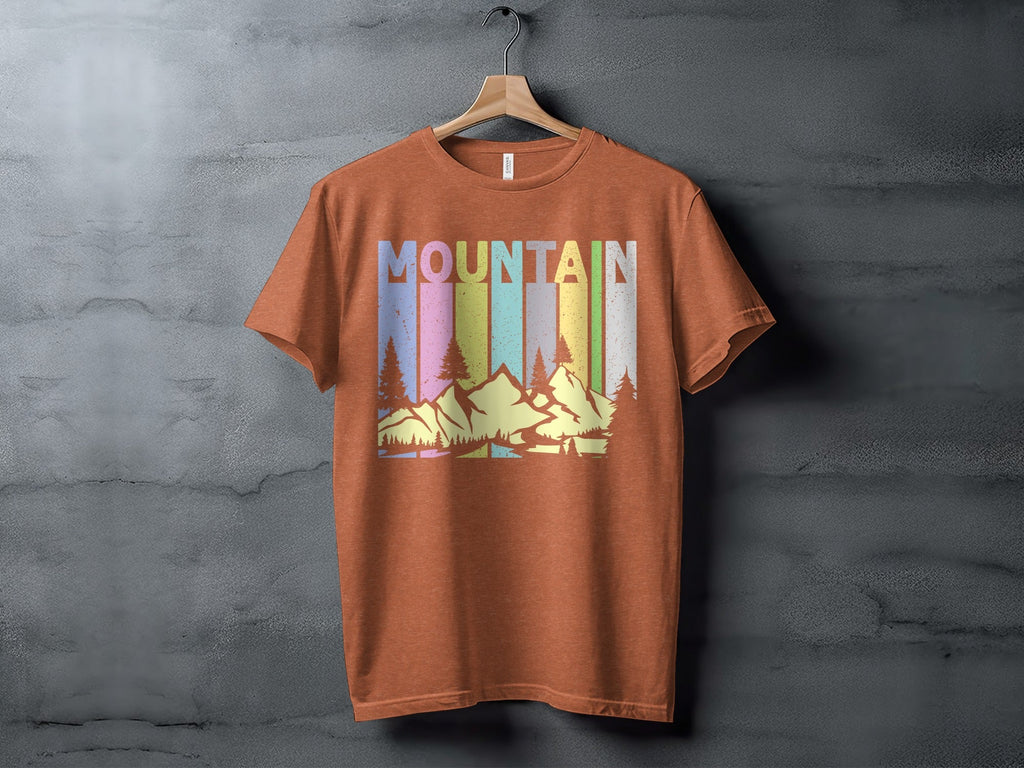 Colorful Mountain Scenery Graphic T-Shirt Long Sleeve T-Shirt