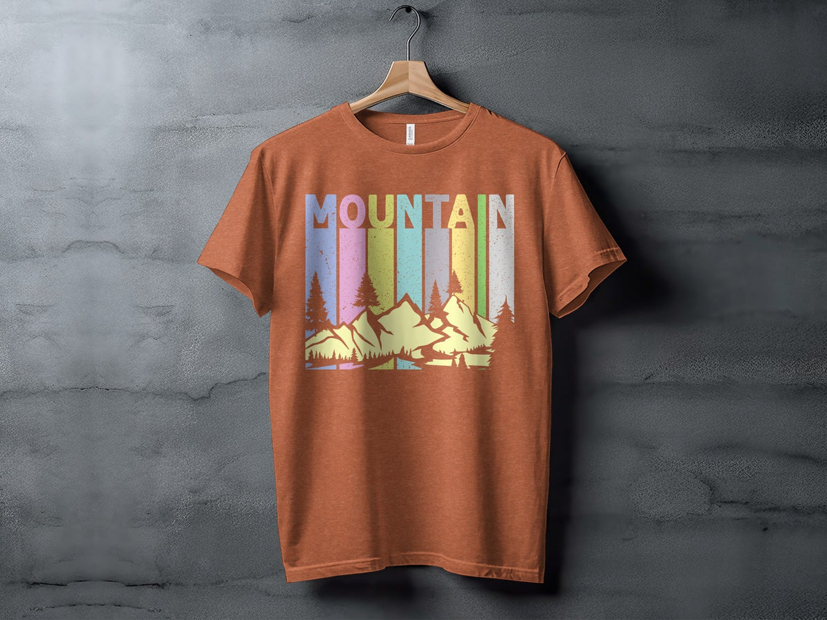 Colorful Mountain Scenery Graphic T-Shirt Long Sleeve T-Shirt