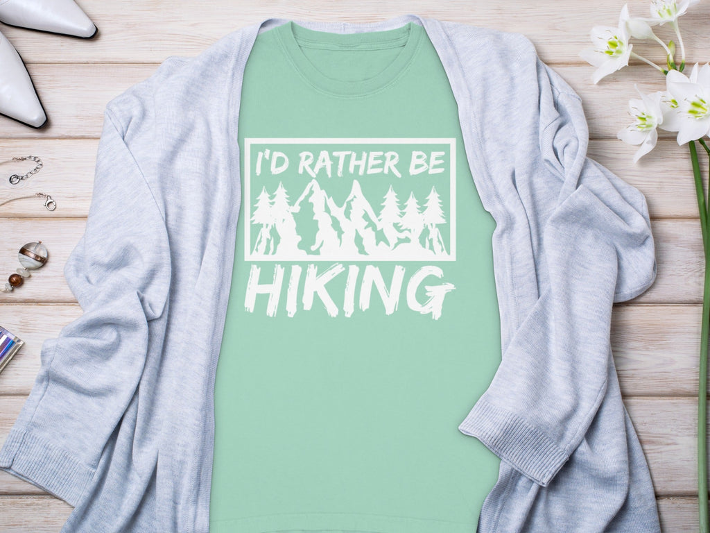 I'd Rather Be Hiking Mountain Graphic Long Sleeve T-Shirt
