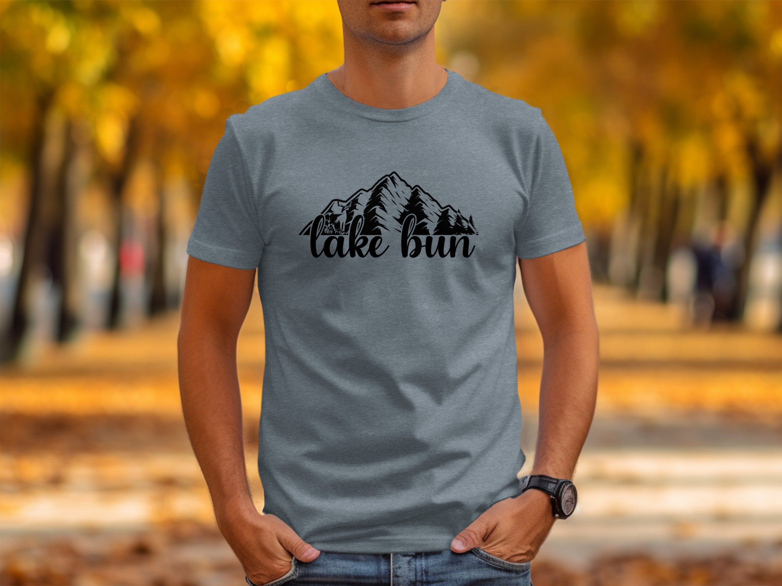 Lake Bun Mountains Nature Lover Graphic Design T-Shirt