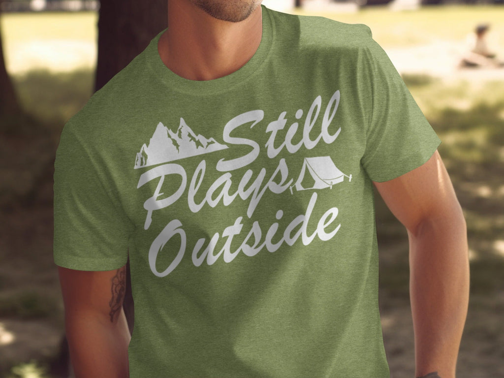 Still Plays Outside With Mountain Tent Graphic T-Shirt