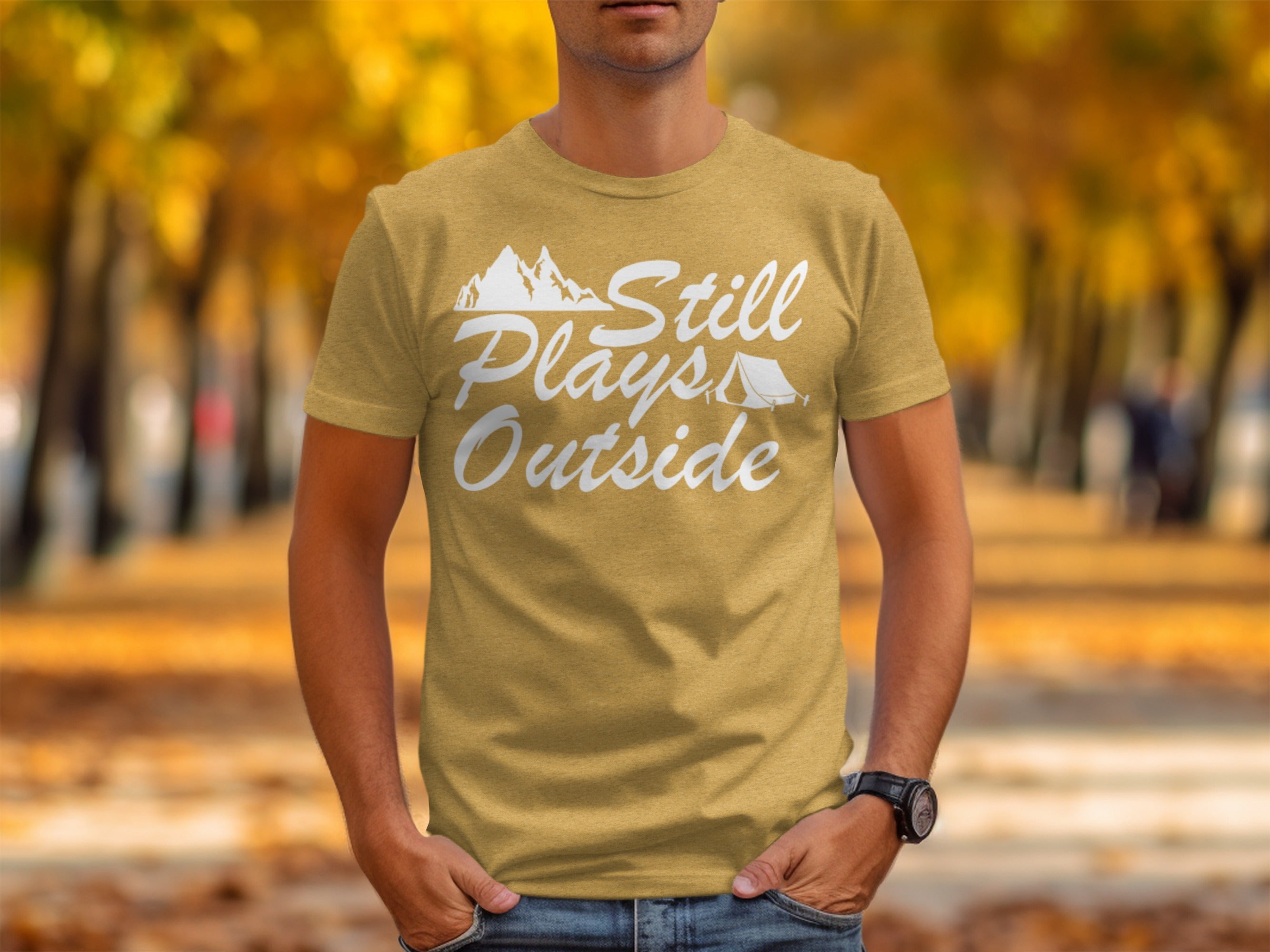 Still Plays Outside With Mountain Tent Graphic T-Shirt