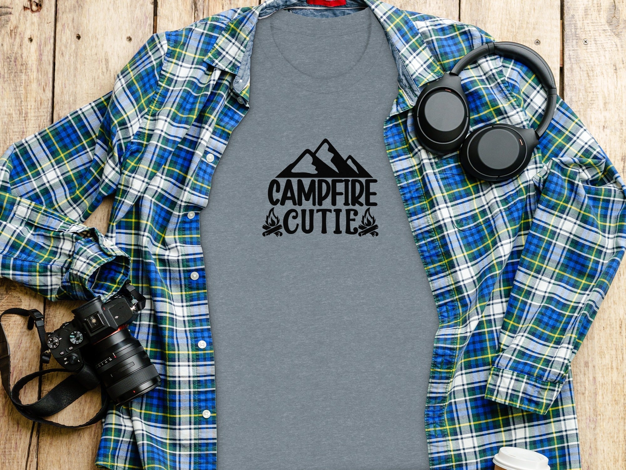 Campfire Cutie With Mountain Silhouette Graphic T-Shirt