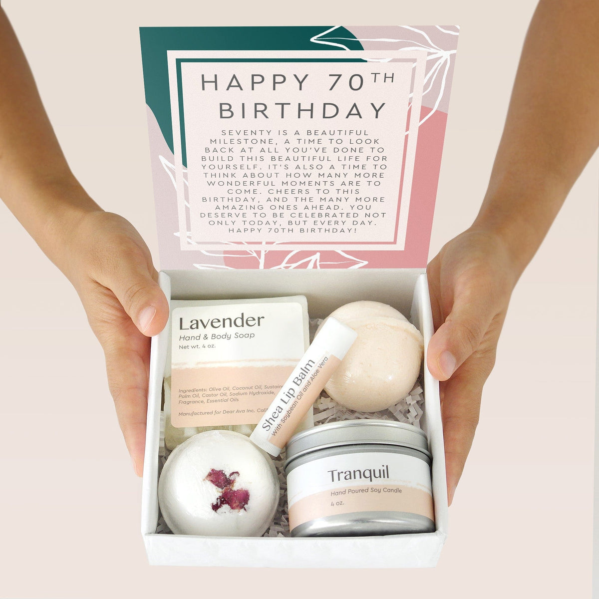 70th Birthday Compass Necklace Spa Gift Box Set