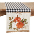 Fennco Styles Harvest Pumpkins Plaid Table Runner 16" W x 70" L - Black & White Woven Table Cover for Banquets, Fall Festivals, Thanksgiving, Holidays, Special Events, Kitchen and Home Décor