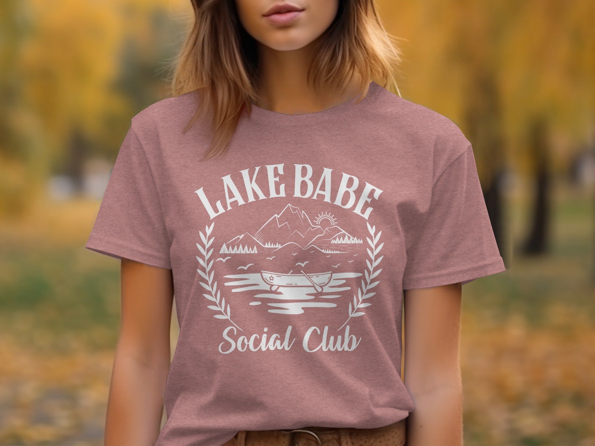Lake Babe Social Club Mountains and Boat Graphic T-Shirt