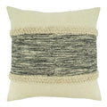 Fennco Styles Stripe Chindi Design Cotton Decorative Throw Pillow 20" W X 20" L – Black & Natural Textured Cushion for Couch, Sofa, Bedroom, Office and Living Room Décor