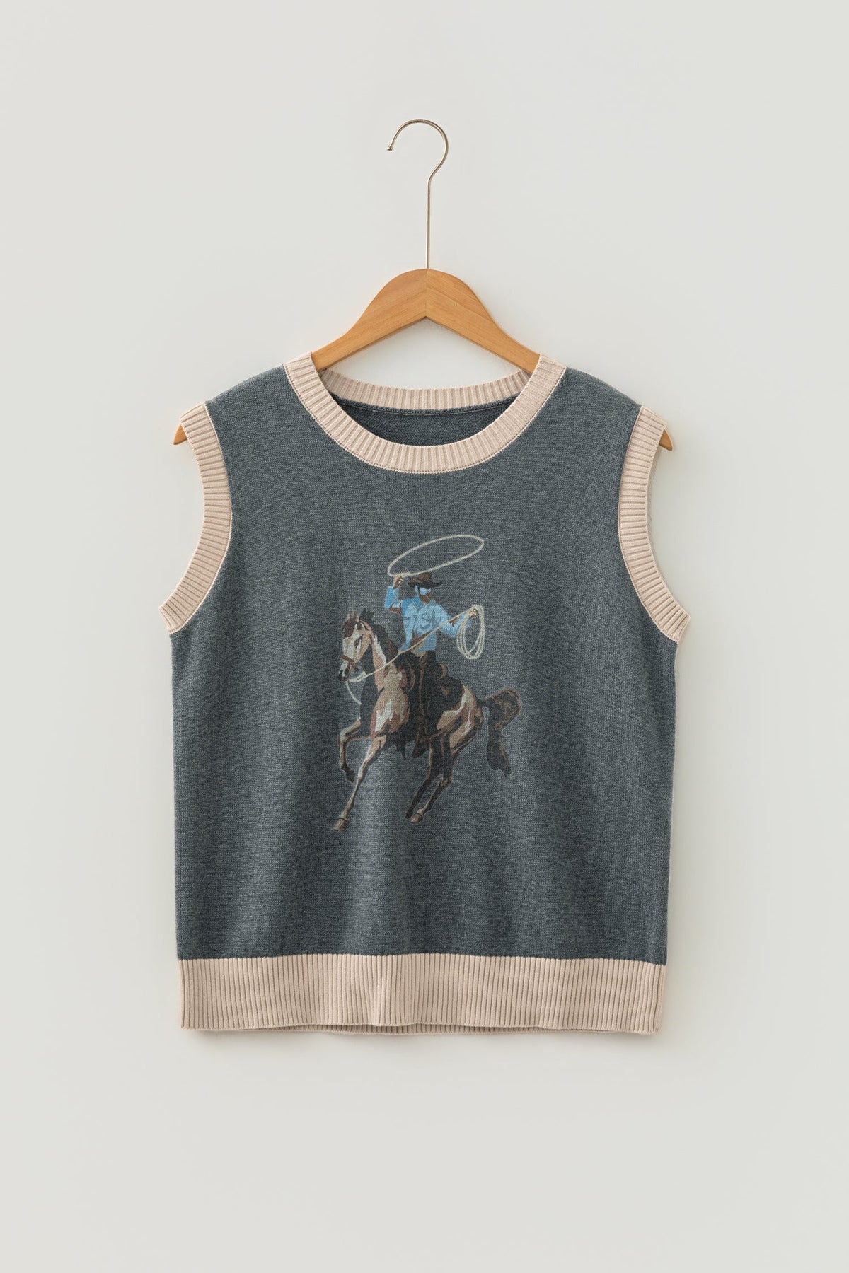 Western Colorblock Sleeveless Knit Vest