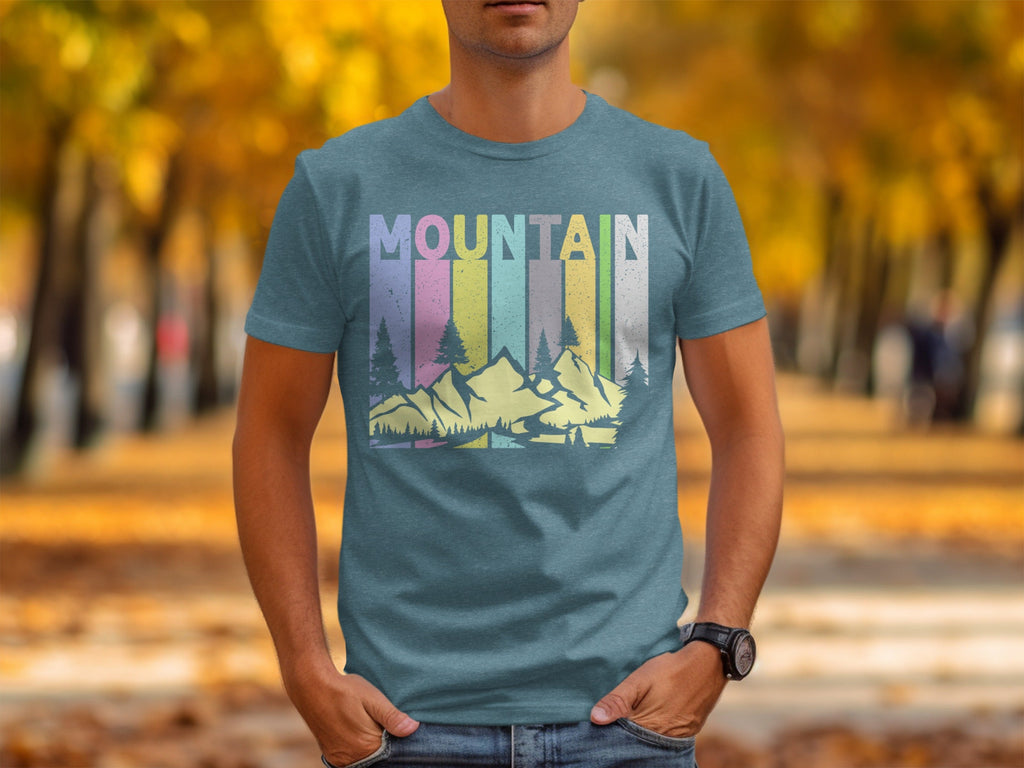 Colorful Mountain Scenery Graphic T-Shirt Long Sleeve T-Shirt
