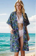 Chic Half-Sleeve Floral Cardigan in Plus Sizes