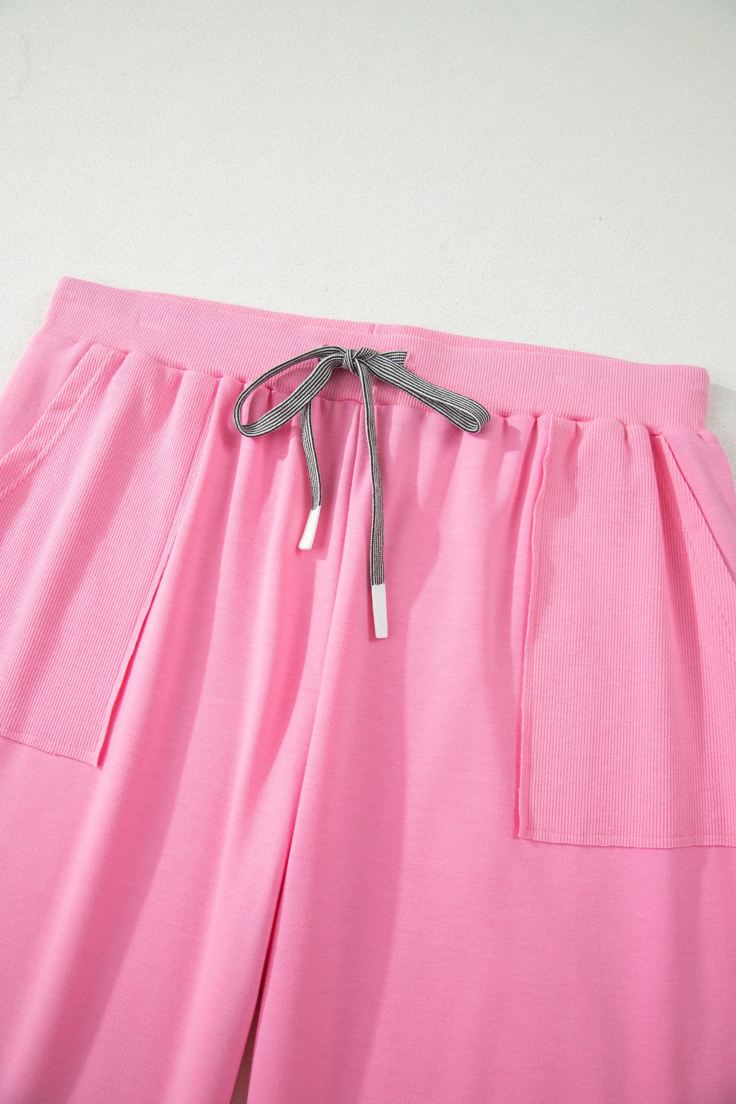 Plus Size Solid V-Neck Tee & Drawstring Pants Set