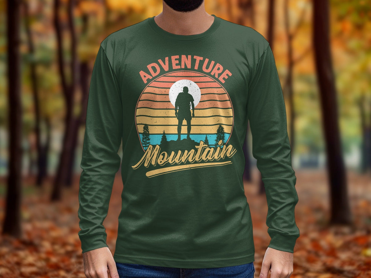 Adventure Above Mountain Sunset Graphic T-Shirt Long Sleeve T-Shirt